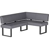 Linden Dining Nook in Gray Leatherette & Black Steel